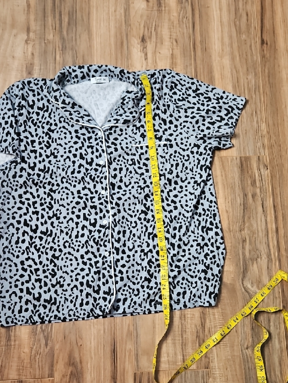 Tugege Leopard Print Short Sleeve Pajama Set - Black on White 12/14 - Picture 9 of 15